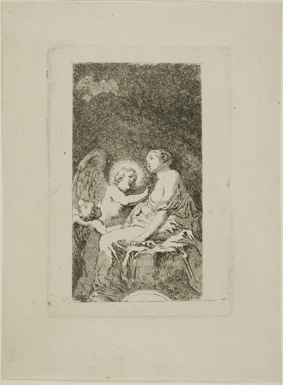 Sankta Katarina av Alexandria botad av en ängel av Jean Honore Fragonard