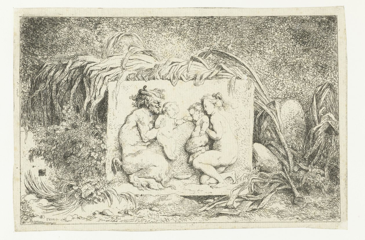 Satyr och nymf med två barn Bacchanales (serietitel) Nymfer och Satyrer (serietitel) av Jean Honore Fragonard