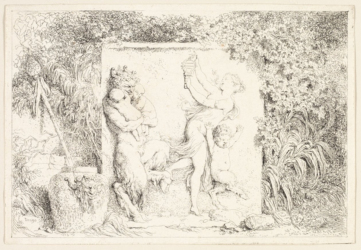 Satyrer dansar från Bacchanales, eller Satyrernas lekar av Jean Honore Fragonard