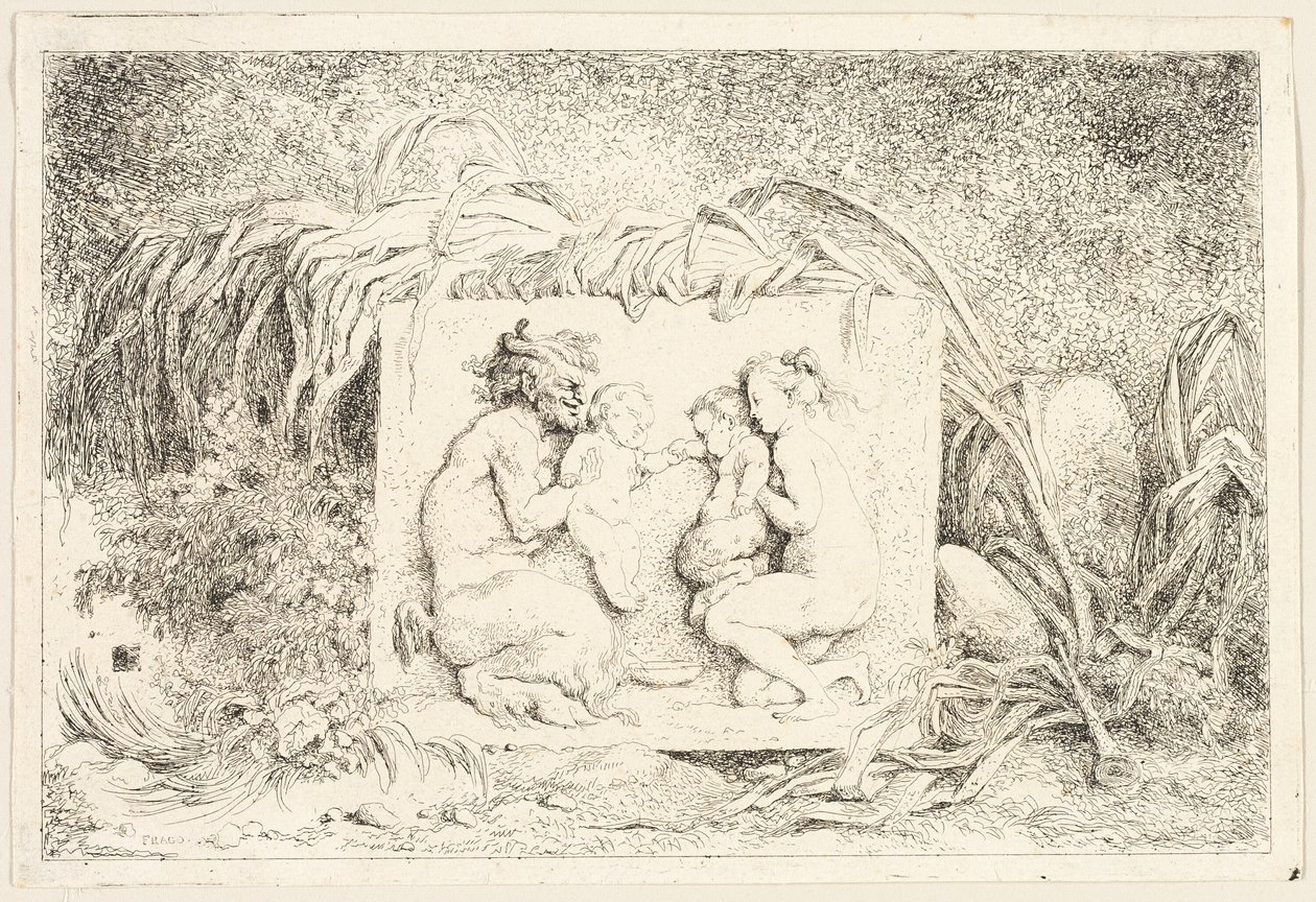 Satyrs familj från Bacchanales, eller Satyrs spel av Jean Honore Fragonard