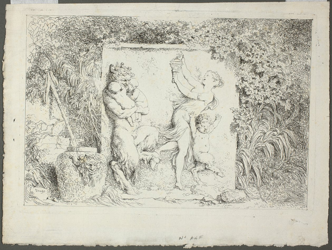 Satyrfamiljen, från Bacchanales, eller Satyrernas spel av Jean Honore Fragonard