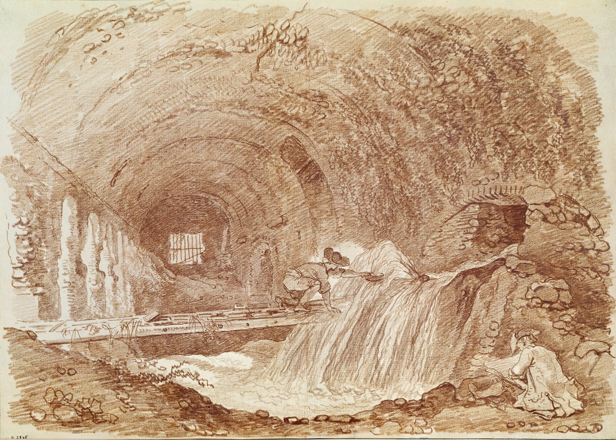 Stall of Maecenas vid Tivoli (röd krita på papper) av Jean Honore Fragonard
