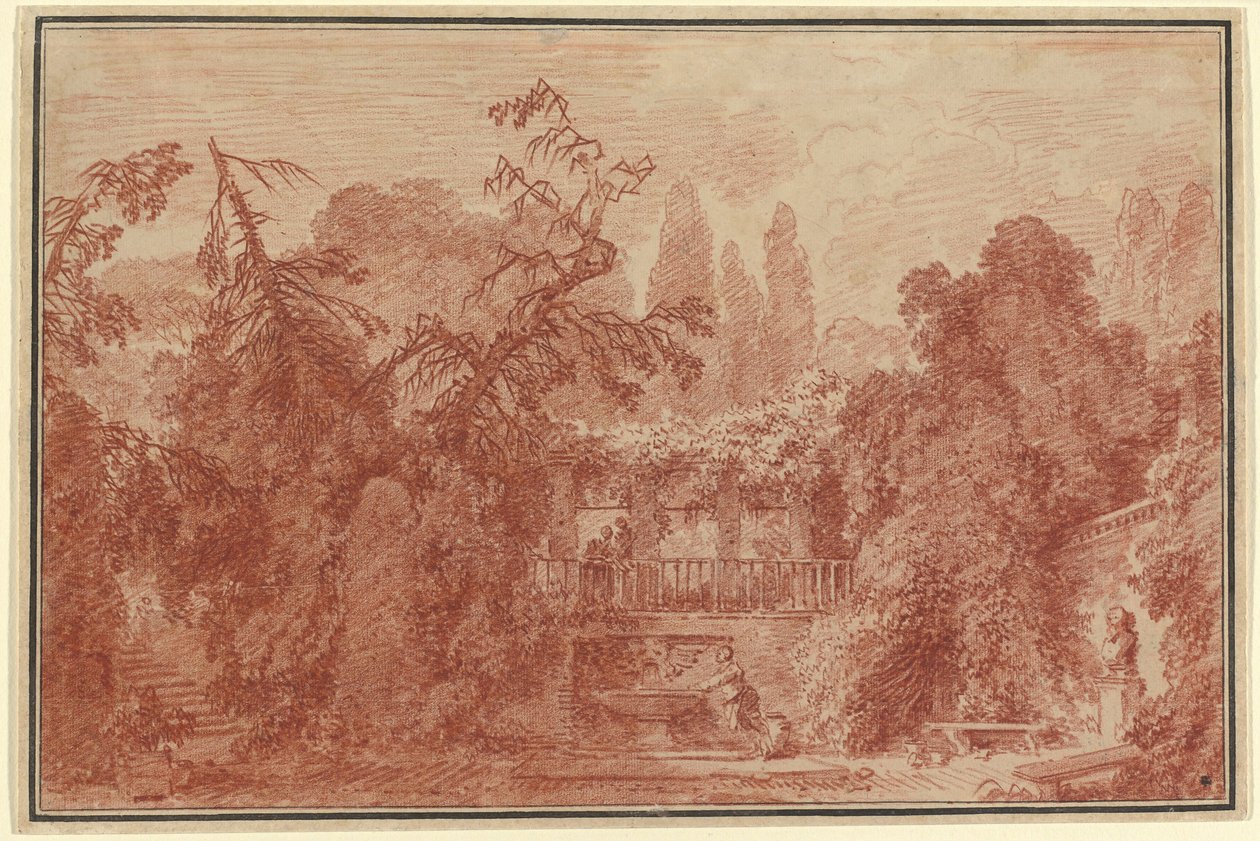 Terrass och trädgård i en italiensk villa av Jean Honore Fragonard