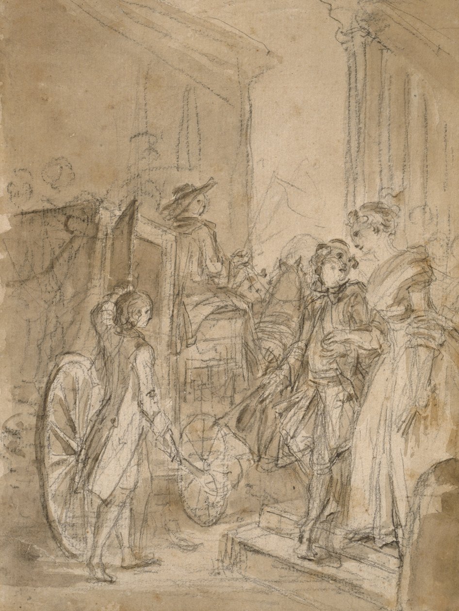 The Departure by Coach, c.1780-89 av Jean Honore Fragonard