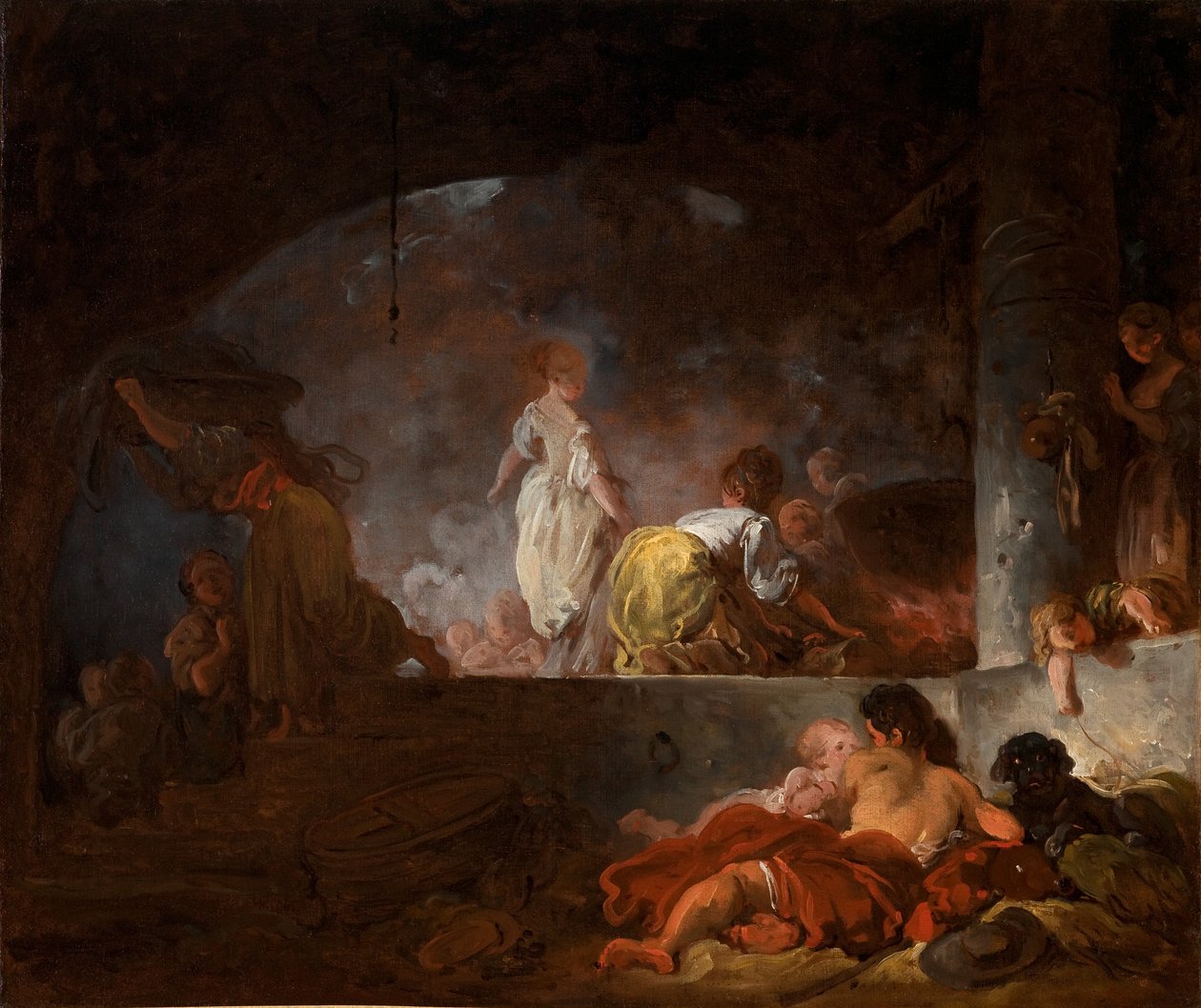 Tvätterskorna, ca 1756-61 (olja på duk) av Jean Honore Fragonard