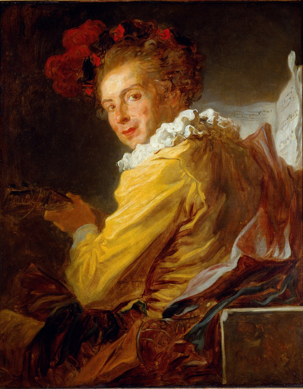 Musiken - Porträtt av Monsieur de la Breteche, bror till Abbe Saint-Non av Jean Honore Fragonard