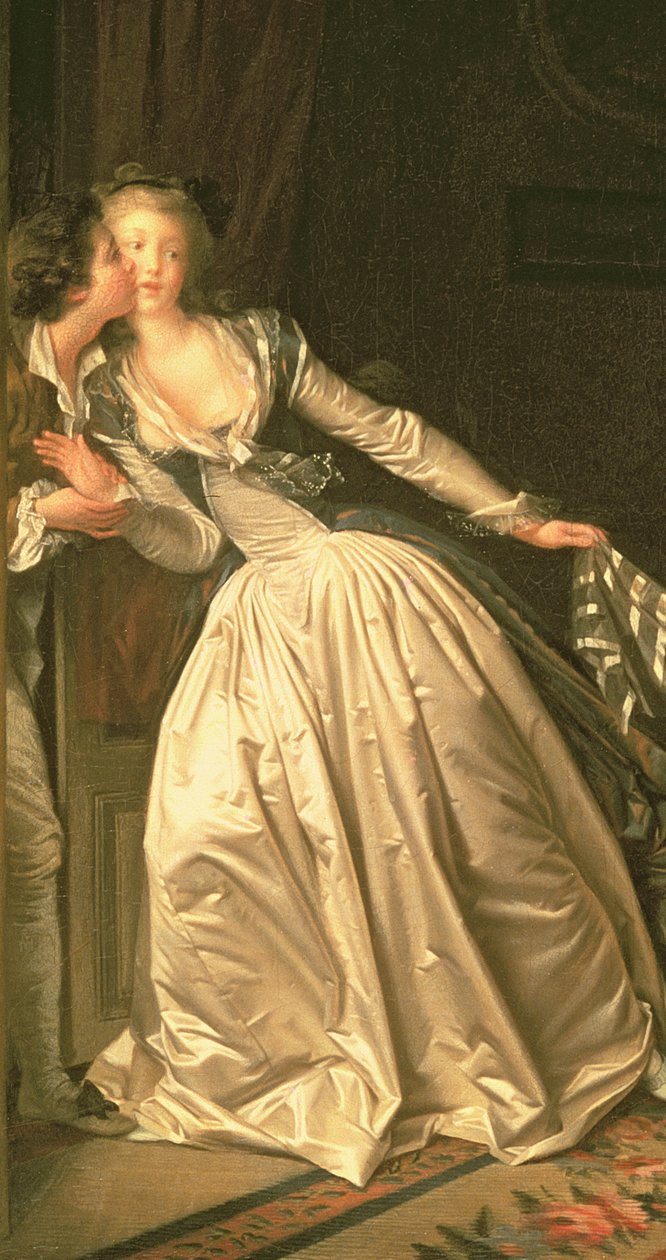 Den stulna kyssen, ca 1788 (detalj av 37519) av Jean Honore Fragonard