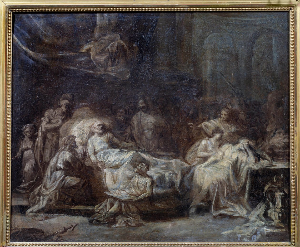 Testamentet Familjen återförenades runt en gammal man med vånda som dikterade hans vilja. Förberedelseteckning av Jean Baptiste Fragonard (1732-1806) 1700-talets Reims, Musee des Beaux Arts av Jean Honore Fragonard