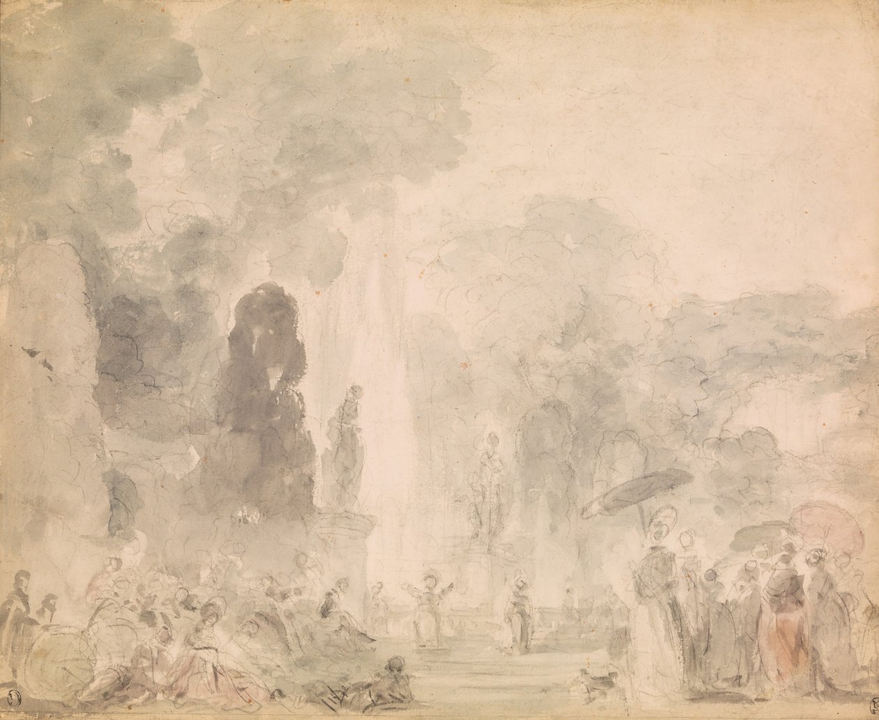 Utsikt över en park, sent 1770-tal. av Jean Honore Fragonard