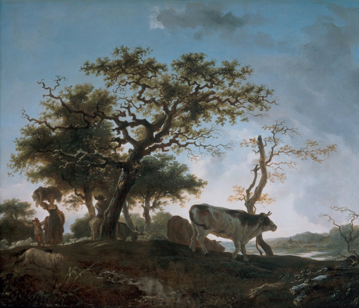 Ung Kvinna Och En Herde Som Leder Deras Flockar av Jean Honore Fragonard