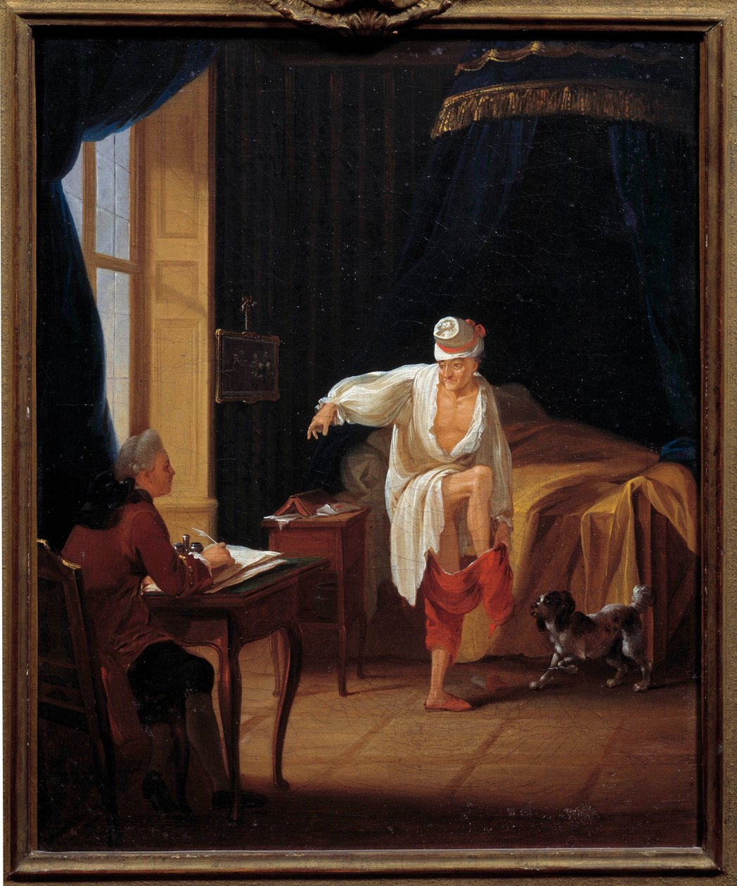 Författaren och filosofen Voltaire (1694-1778) dikterar för sin sekreterare Collini en Ferney-målning av Jean Huber (1721-1786) 1700-talets Sun. 0,37 x 0,31 m Paris Musee Carnavalet av Jean Huber