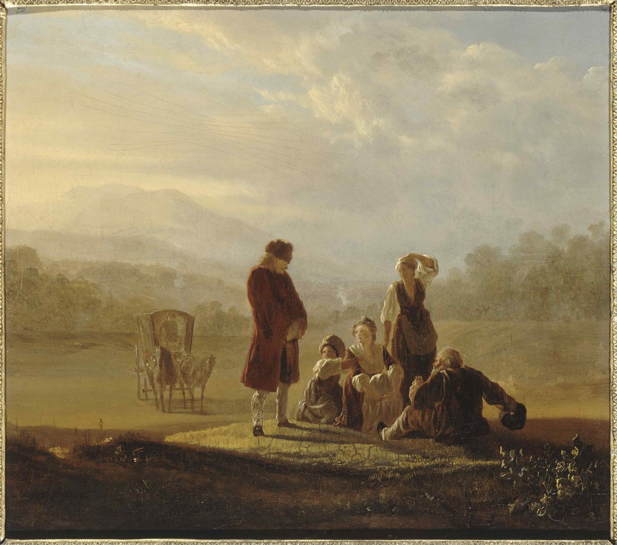 Voltaire och bönderna i Ferney, ca 1770. av Jean Huber