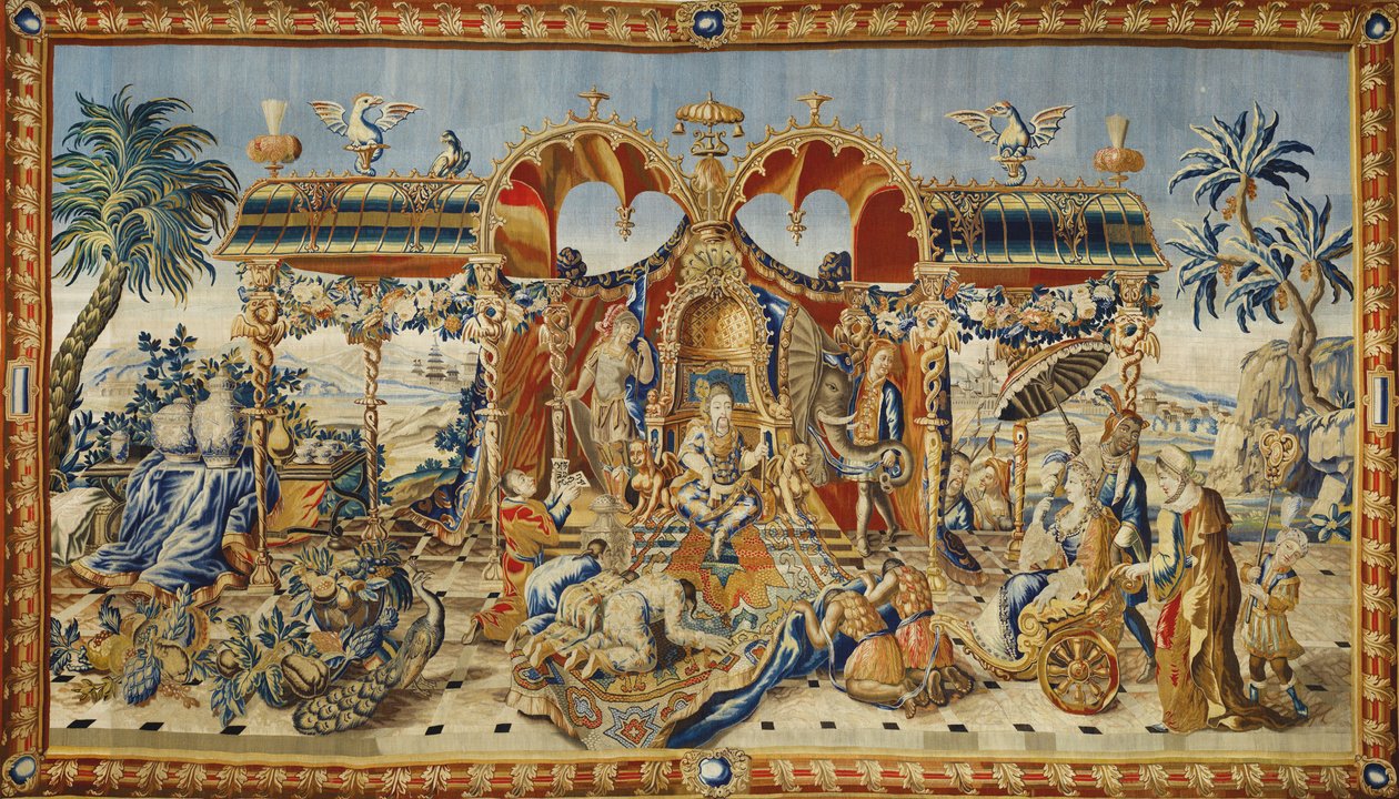 Den kinesiske kejsarens publik. Gobeläng av Jean II Barraband (aktiv på 1700-talet), sidenull och guld- och silvertråd, cirka 1715. Fransk konst av Jean II Barraband