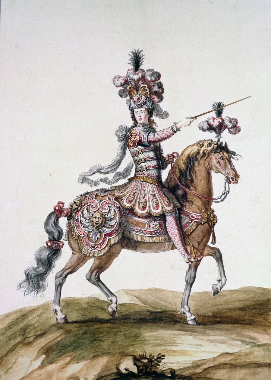 "Ryttare med svärd", kostymdesign för "Le Carrousel des Galants Maures". av Jean I  Berain