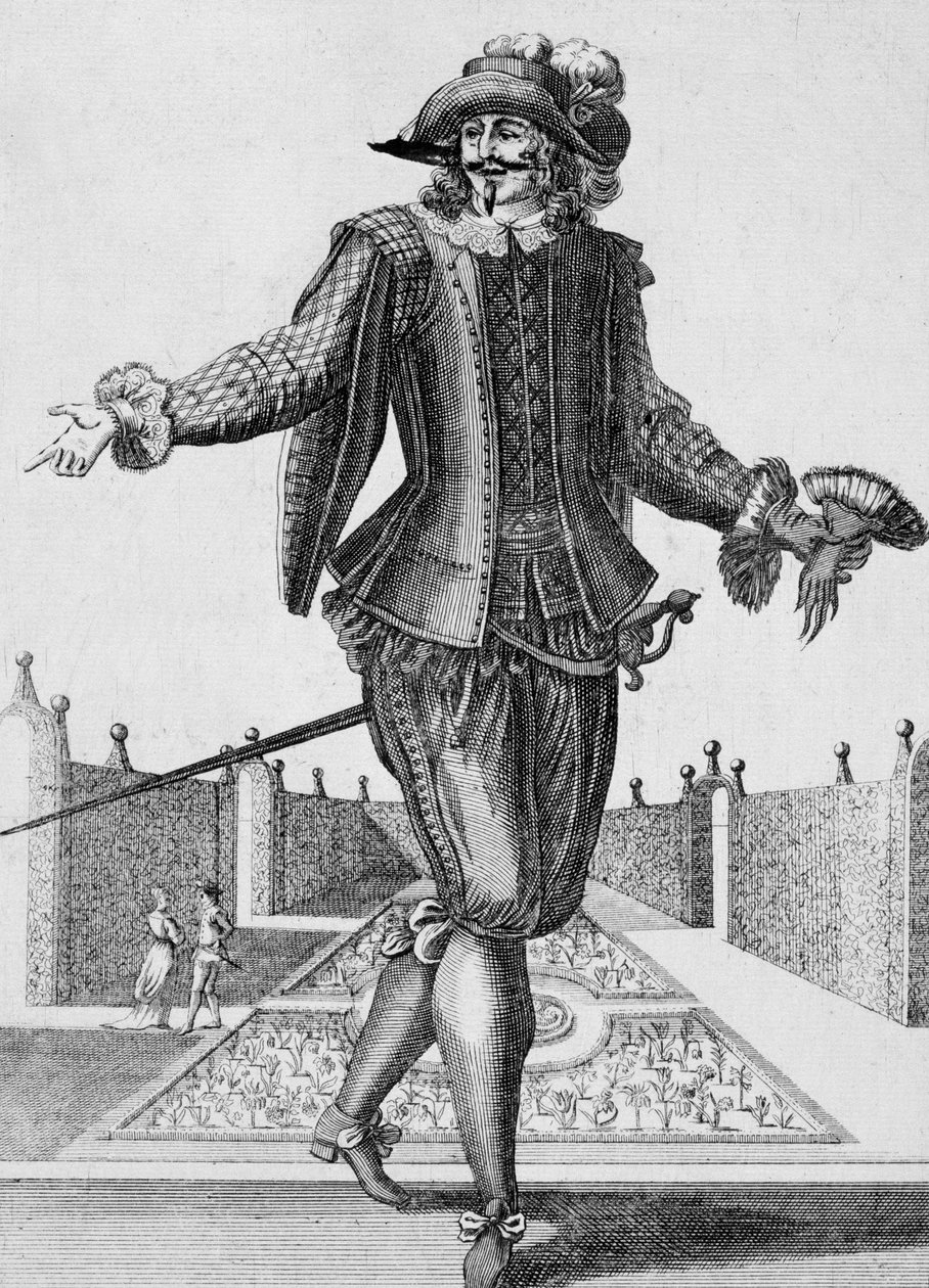 Seriös skådespelare, scenkostym, gravyr av Jean Berain den äldre (1637-1711), Frankrike av Jean I  Berain
