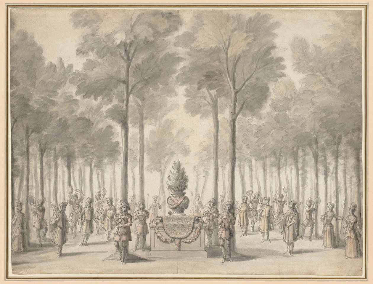 Design för Divertissement från "La Pastorale" (första entrén till operabaletten "Les Muses" av Danchet och Campra) av Jean I Berain