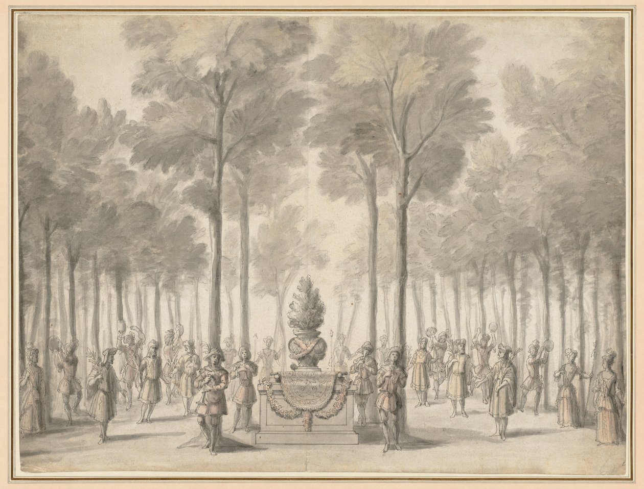 Design för Divertissement från La Pastorale Första inträdet i operabaletten Les Muses..., av Jean I Berain