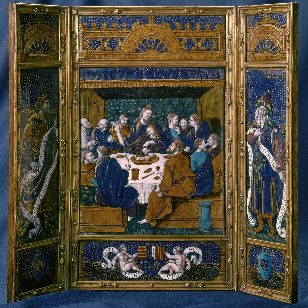 Nattvarden, Tryptic, emalj av limoge, ca 1545 (emaljcloisonné) av Jean I Pénicaud