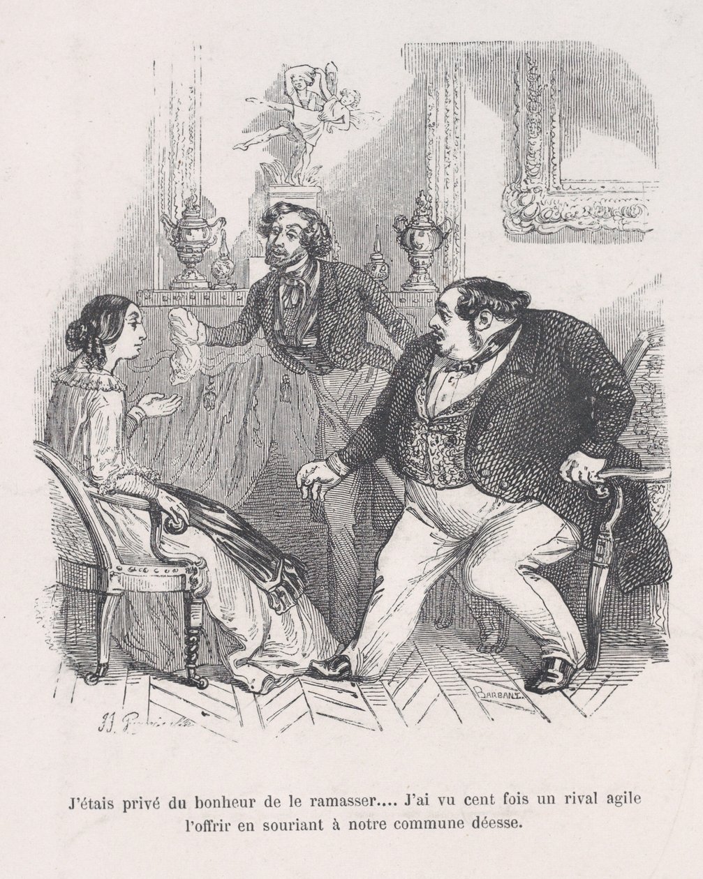 Jag berövades lyckan att plocka upp den... Jag såg hundra gånger en smidig rival..., 1843. av Jean Ignace Isidore Gérard