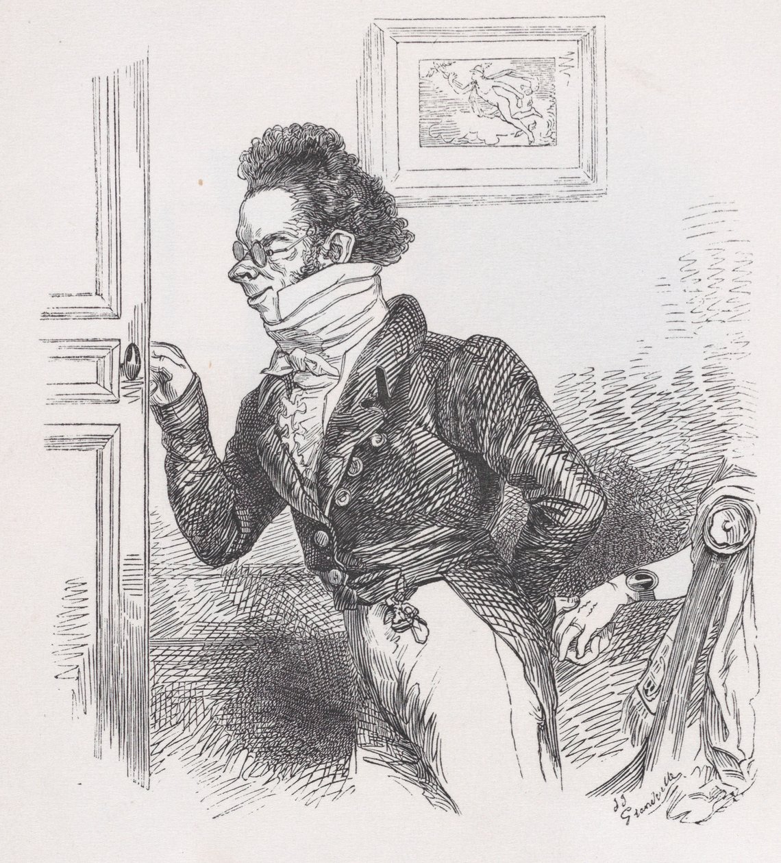 Robin, vännen från The Complete Works of Béranger, 1836. av Jean Ignace Isidore Gérard