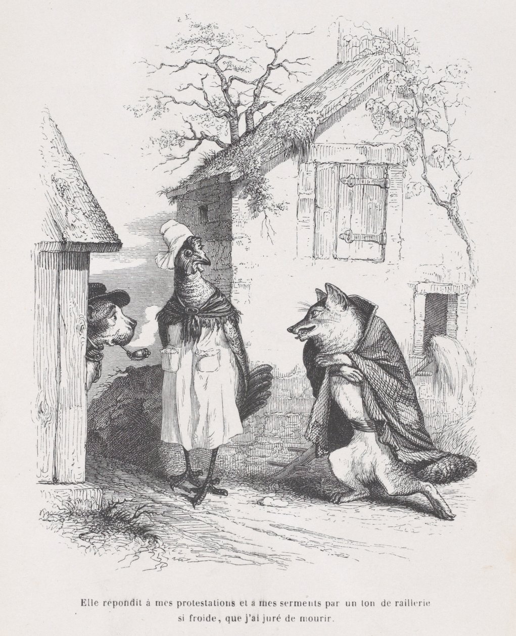 Hon svarade på mina protester och eder med en ton av hån så kallt att jag svor ..., ca. 1837-47. av Jean Ignace Isidore Gérard