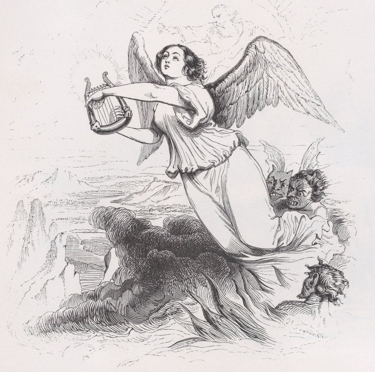 The Exiled Angel från The Complete Works of Béranger, 1836. av Jean Ignace Isidore Gérard