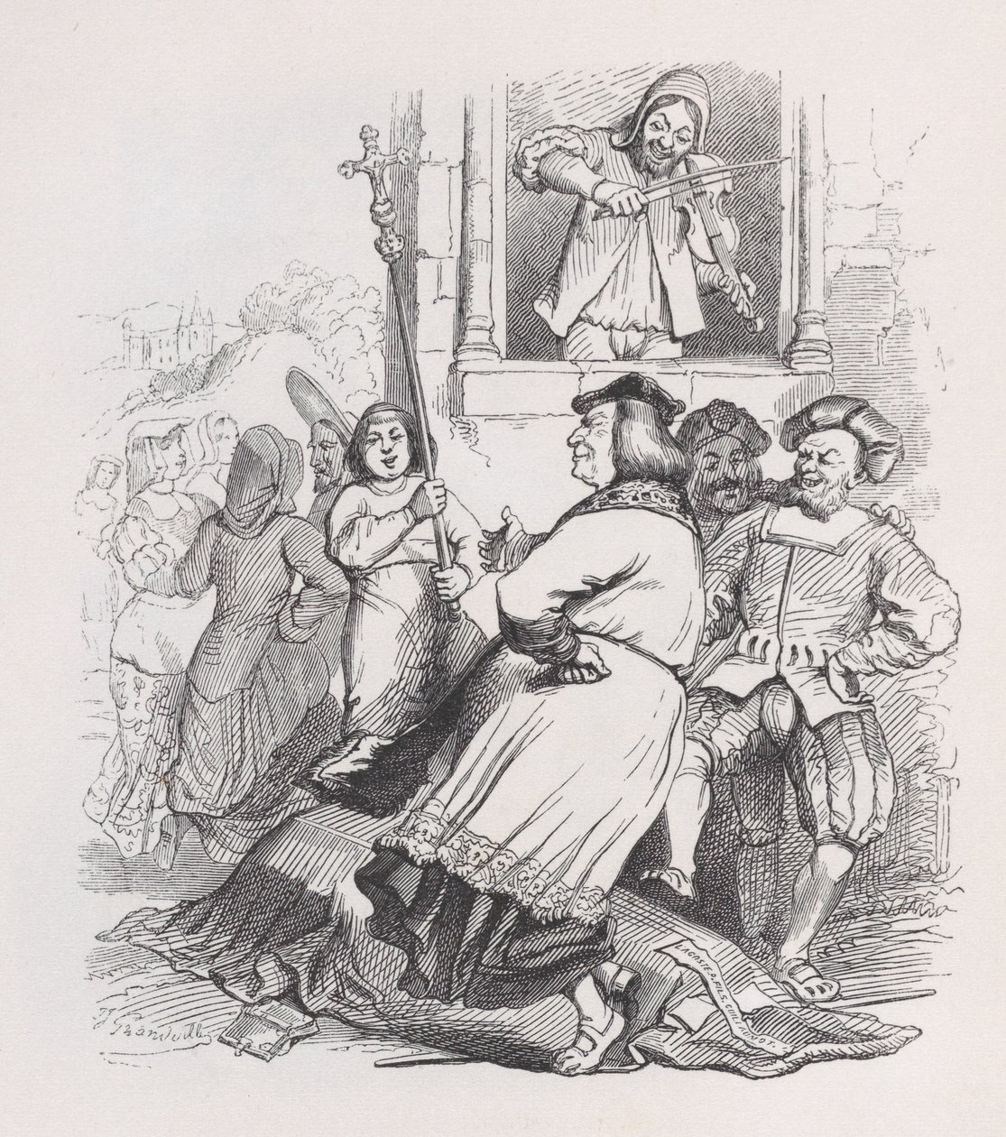 Spelmannen av Meudon från The Complete Works of Béranger, 1836. av Jean Ignace Isidore Gérard