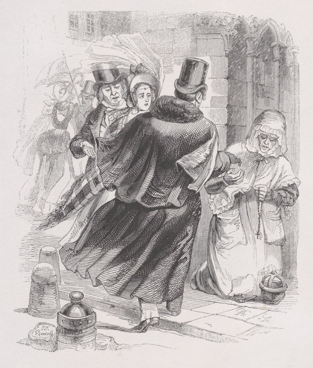 Den fattiga kvinnan från The Complete Works of Béranger, 1836. av Jean Ignace Isidore Gérard
