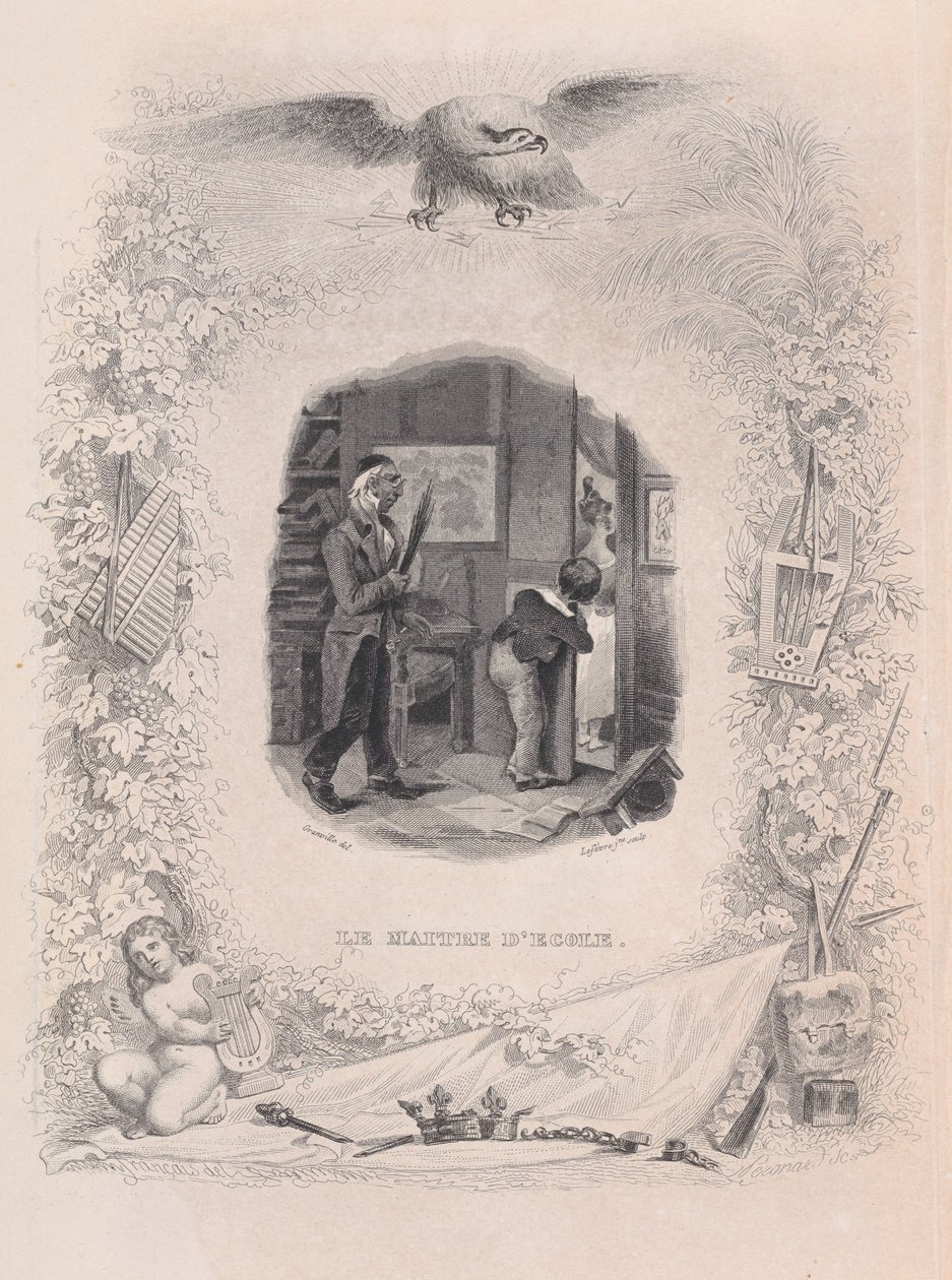 Skolmästaren från Bérangers sånger, 1829. av Jean Ignace Isidore Gérard