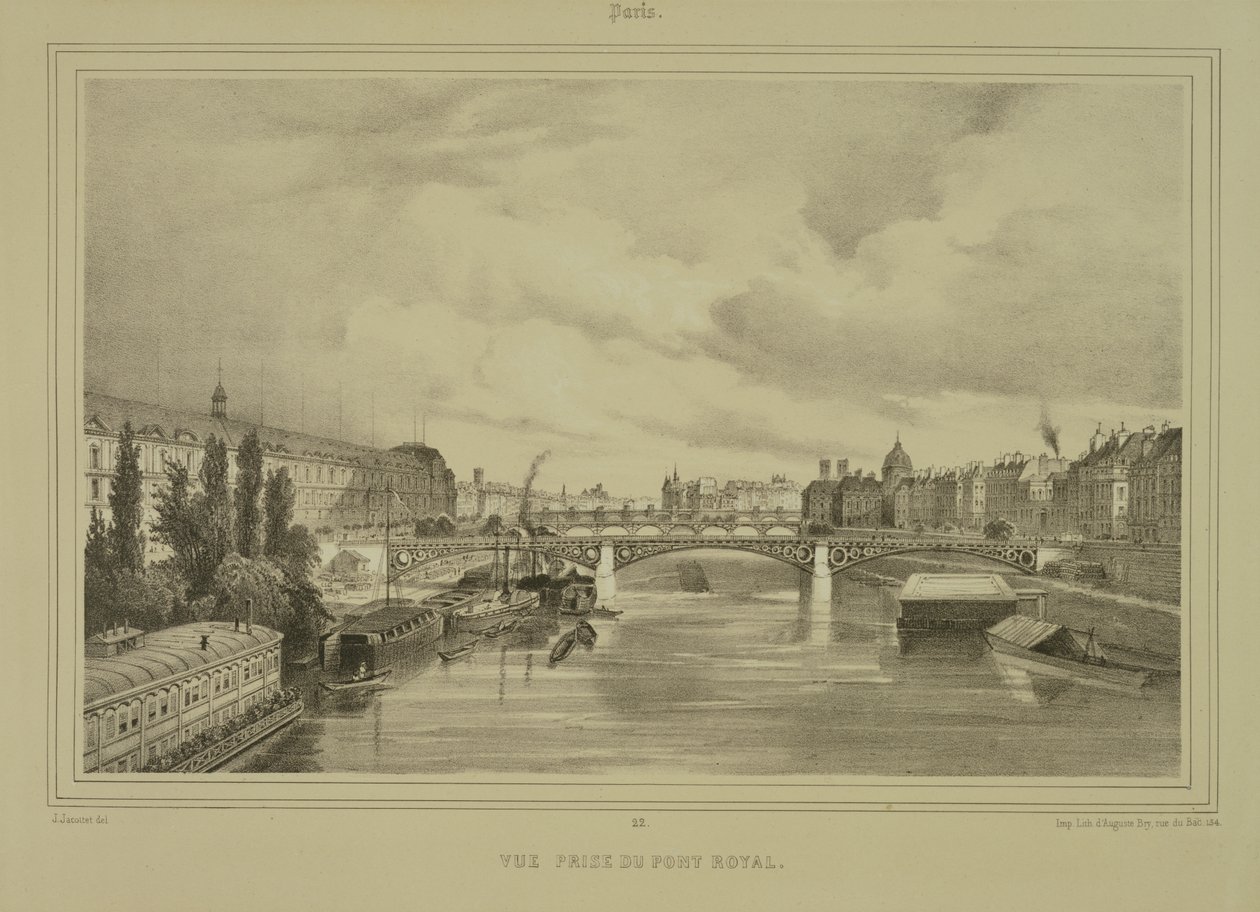 Utsikt över Pont Royal, utgiven av Auguste Bry av Jean Jacottet