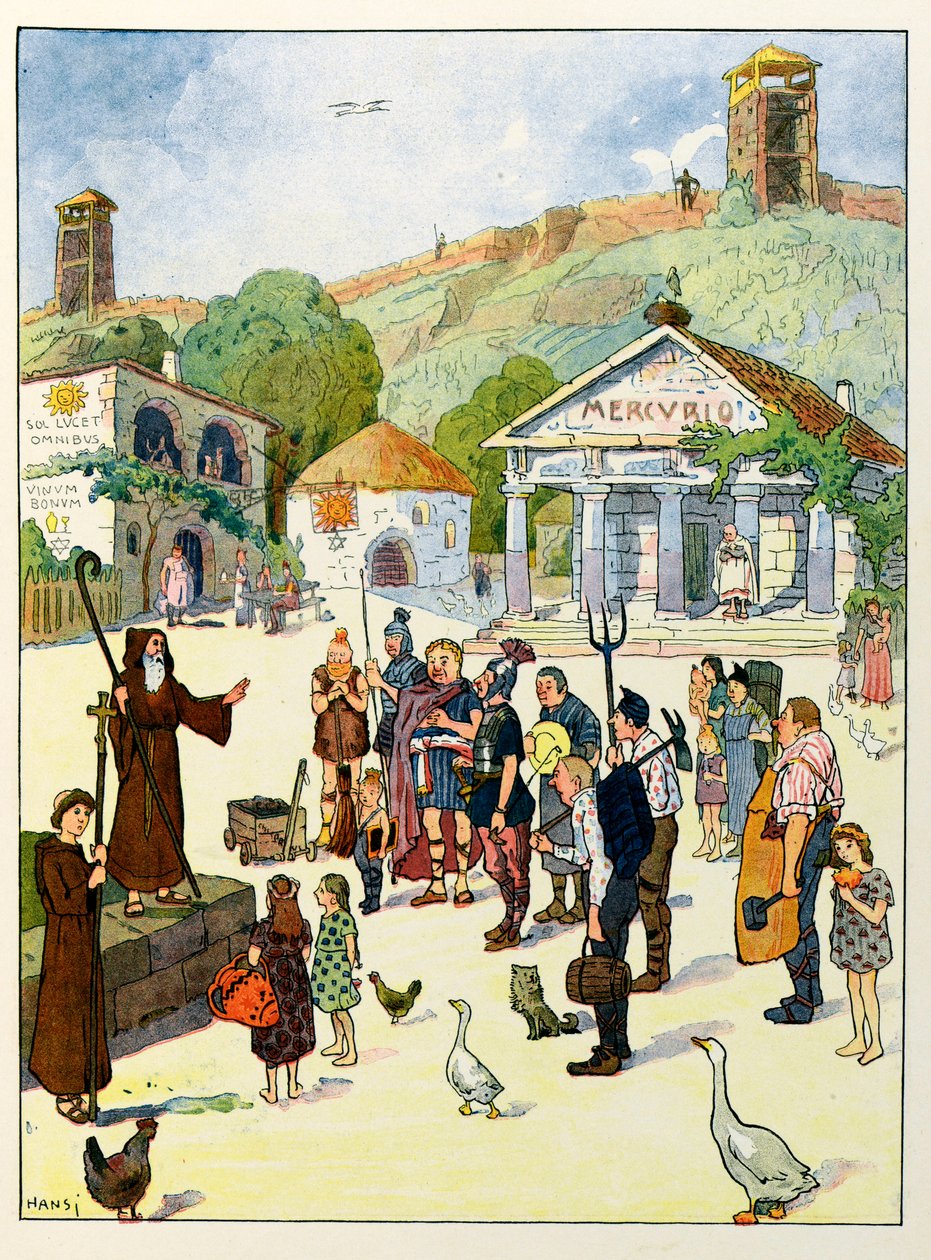 Berättelsen om Alsace berättar för barnen; Kristendomen i Alsace; av Jean Jacques (1873 1951) Waltz