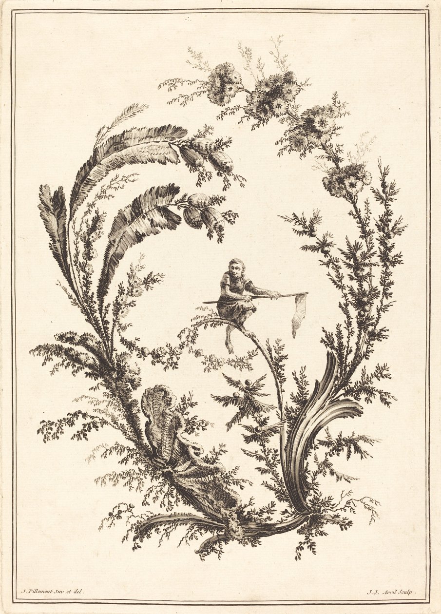 Prydnad med en apa. av Jean Jacques Avril