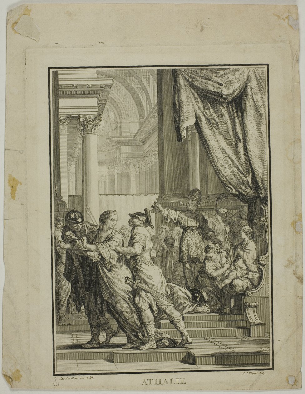 Frontispiece till Athalie, akt V, scen VI, ur Racines Oeuvres av Jean Jacques Flipart