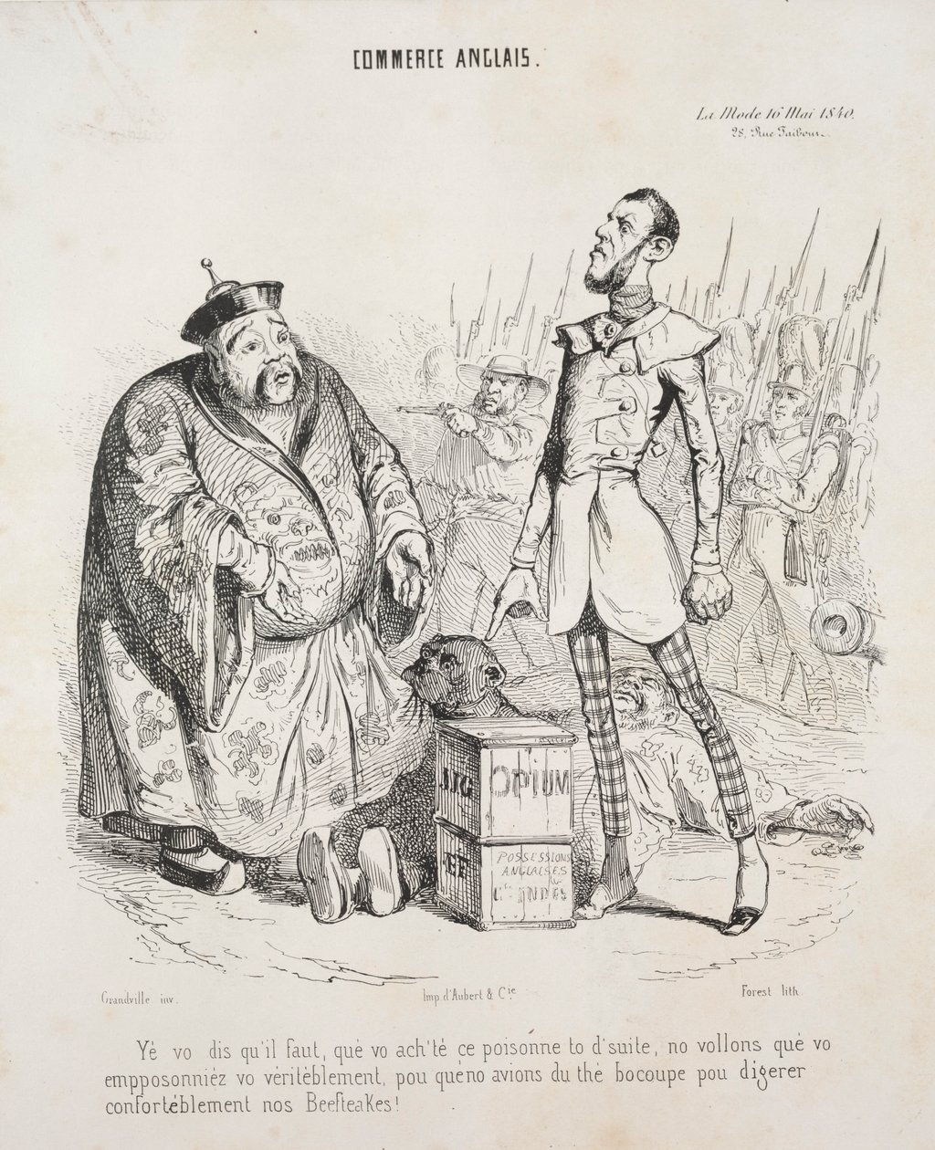 engelsk handel. Yé vo dit qu’il faut, att vo köpte detta gift för att följa..., 1840. av Jean Jacques Grandville