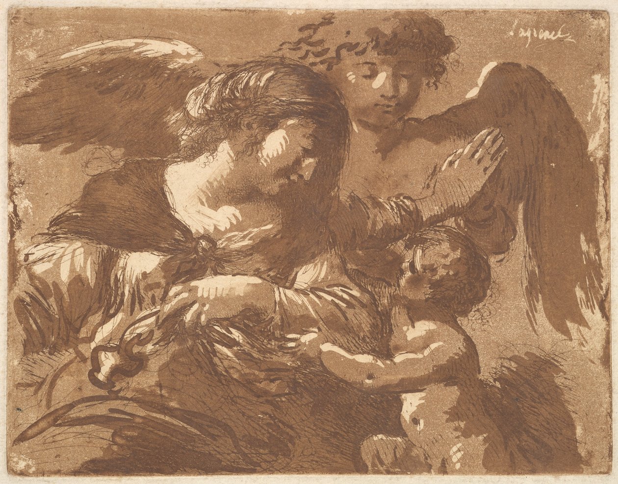 The Guardian Angel, i ett album som innehåller Recueil de Compositions p..., 1782-1821. av Jean Jacques Lagrenee