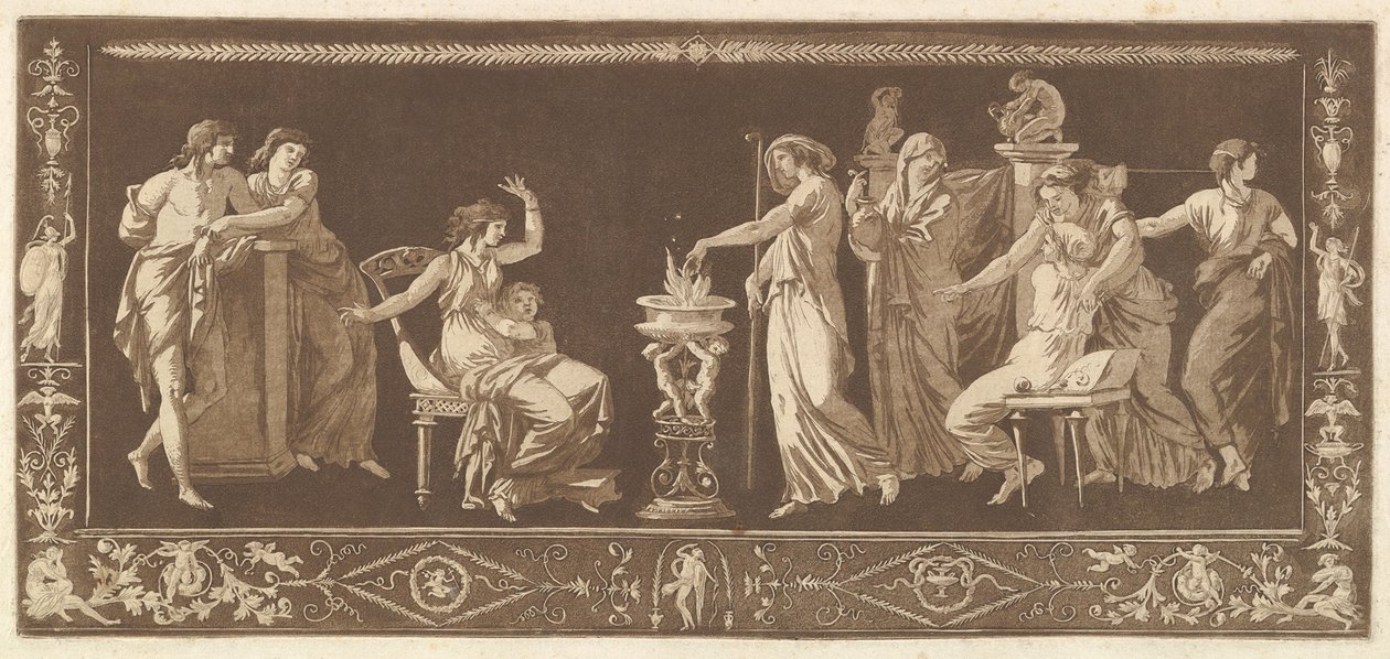 Scen för offer Antik offer, från samling av olika kompositioner Friser och..., 1784. av Jean Jacques Lagrenee
