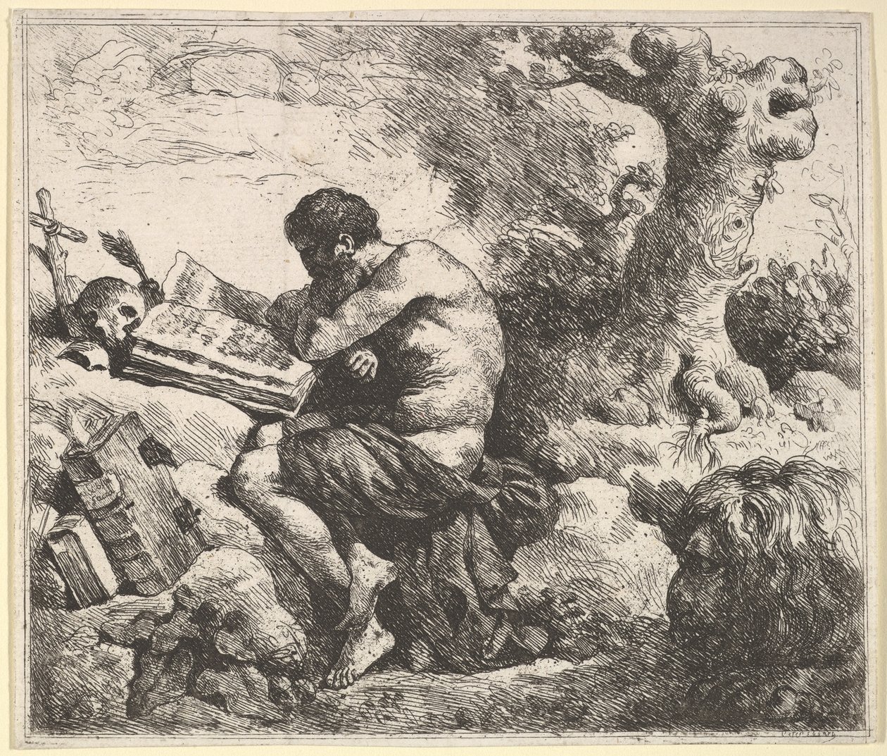 S:t Hieronymus i ett landskap, 1762-63. av Jean Jacques Lagrenee