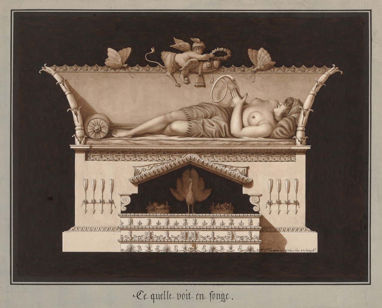 Vad hon ser i en dröm, ca 1794. av Jean Jacques Lequeu