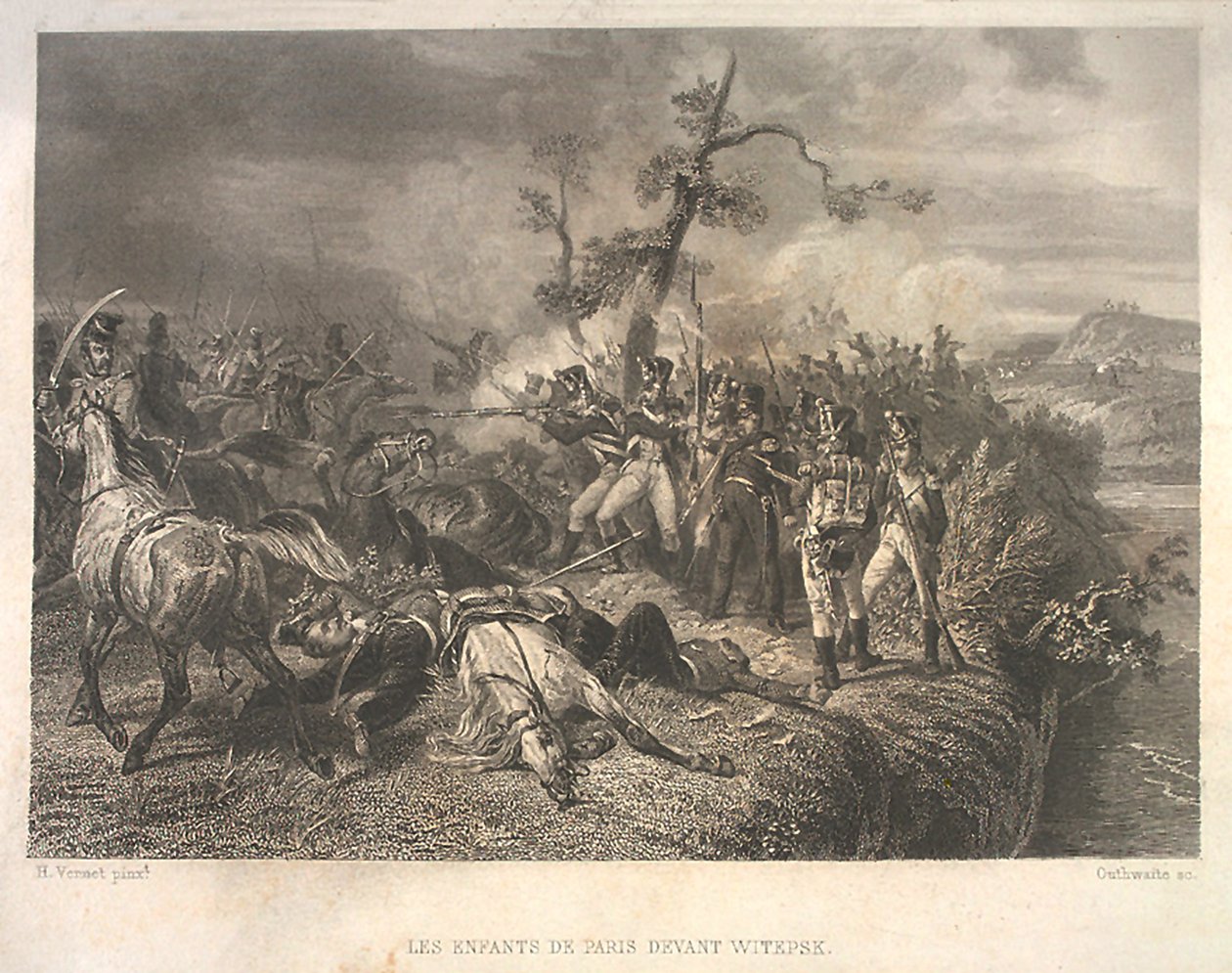 Strid mellan ryska trupper och franskt kavalleri nära Ostrovno 25-26 juli 1812 av Jean Jacques Outhwaite