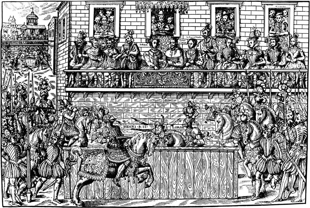 Kung Henrik II:s död vid turneringen, 1559 1570 av Jean Jacques Perrissin