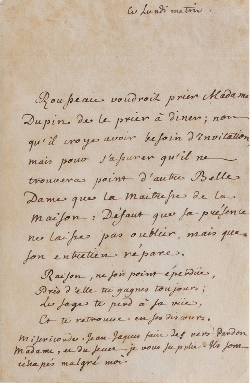 Korrespondens mellan Jean-Jacques Rousseau och Louise Dupin (ca 1754) (A05) av Jean Jacques Rousseau