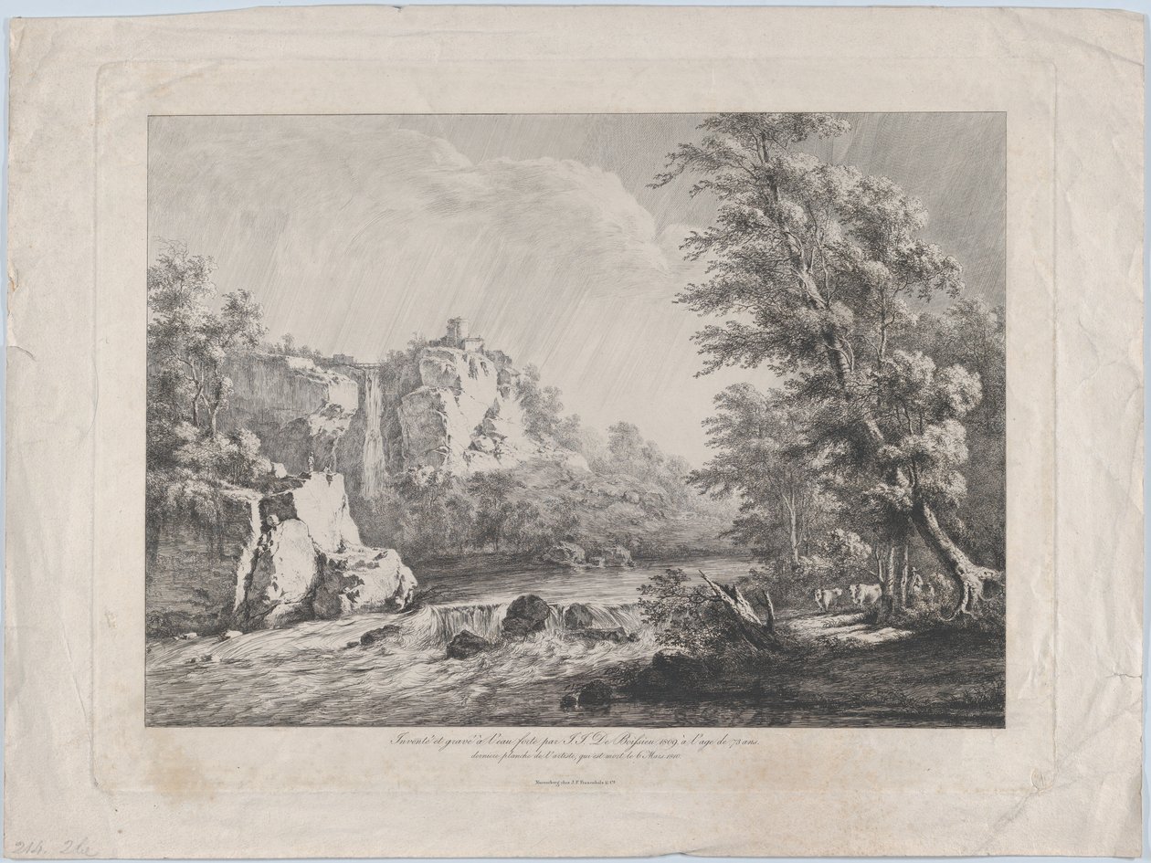 Björk som rivits upp med rötterna av en storm, 1809. av Jean Jacques de Boissieu