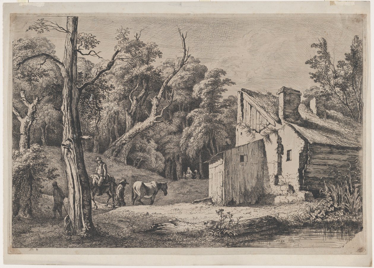 Ingången till Forest of Brie med stuga till höger, 1772. av Jean Jacques de Boissieu
