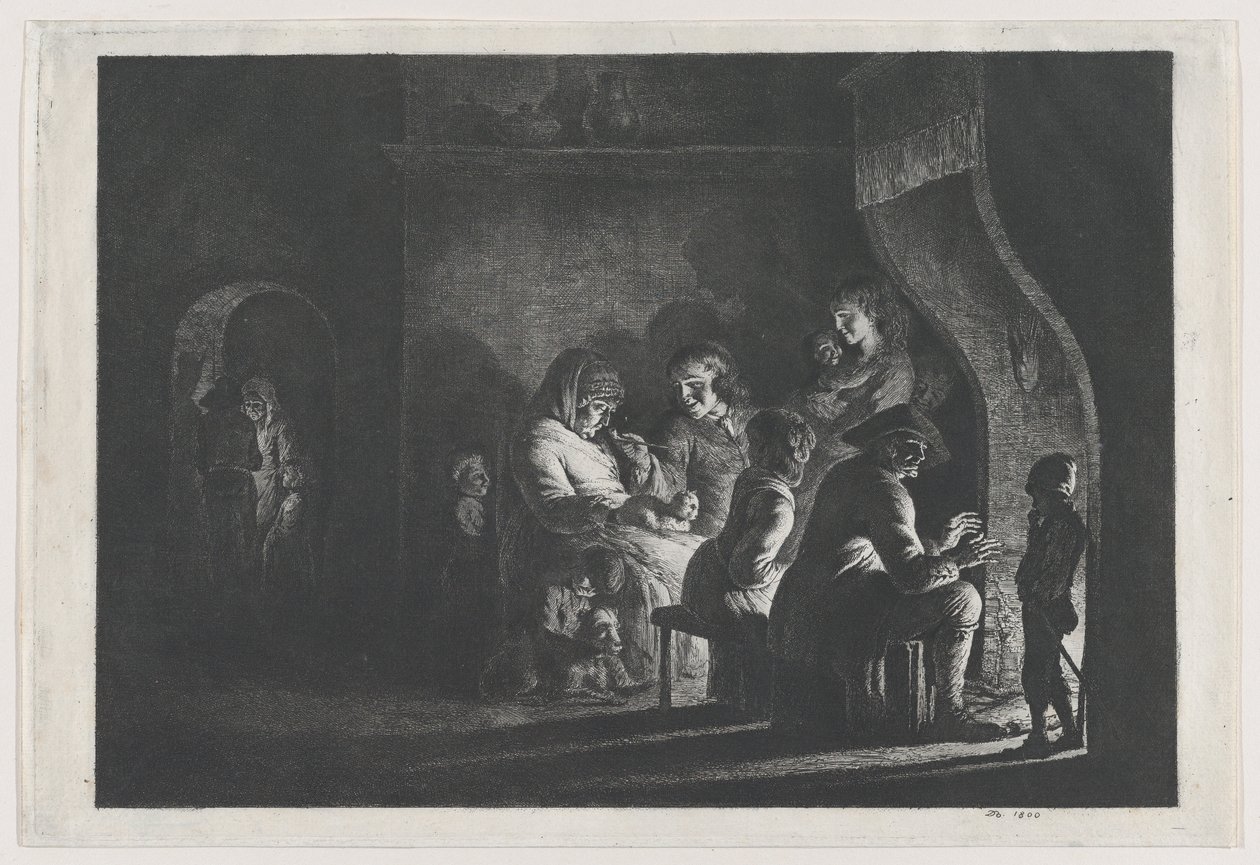 Kväll i byn, 1800. av Jean Jacques de Boissieu