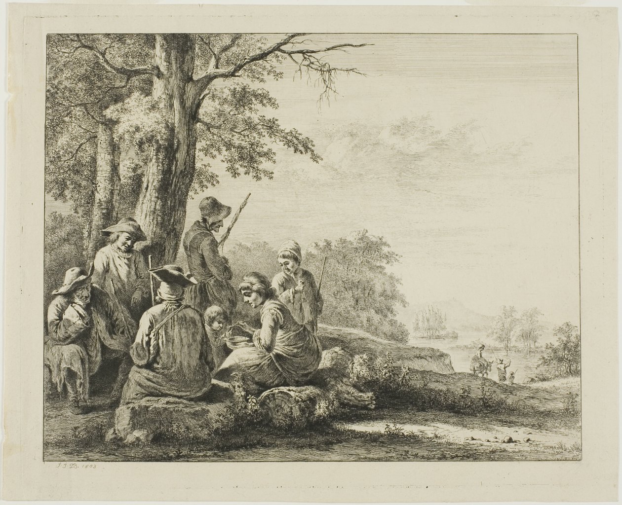 Familjescen i landskap av Jean Jacques de Boissieu