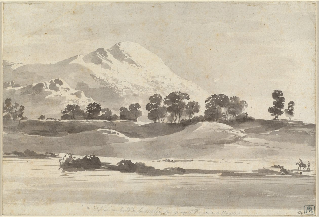 Mount Cairo från andra sidan floden Melfa av Jean Jacques de Boissieu
