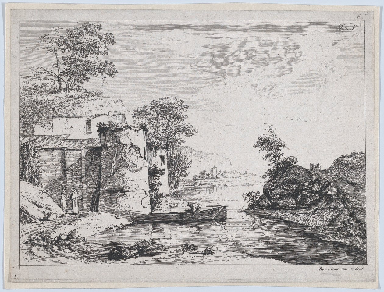 Gamla torn på en flodstrand, 1763. av Jean Jacques de Boissieu