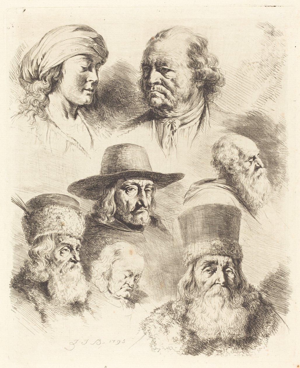 Sju studier av huvuden av Jean Jacques de Boissieu