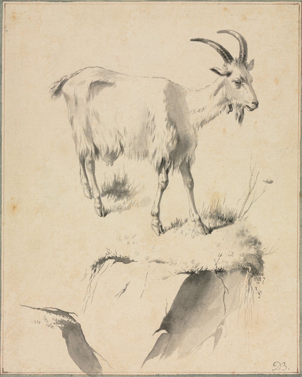 Studie av en get, 1700-tal. av Jean Jacques de Boissieu