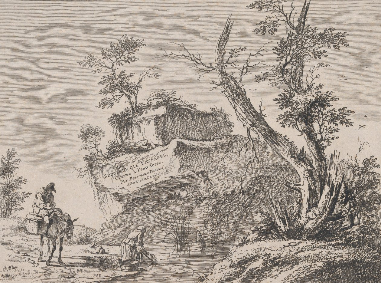 Titelsida till en serie av tio landskap, 1763. av Jean Jacques de Boissieu